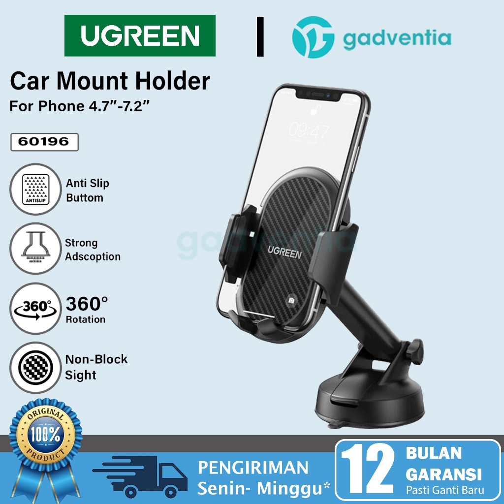 UGREEN Car Mount Phone Stand Holder Mobil 360° Dudukan Hp Di Dashboard Mobil Suction Cup Universal 4