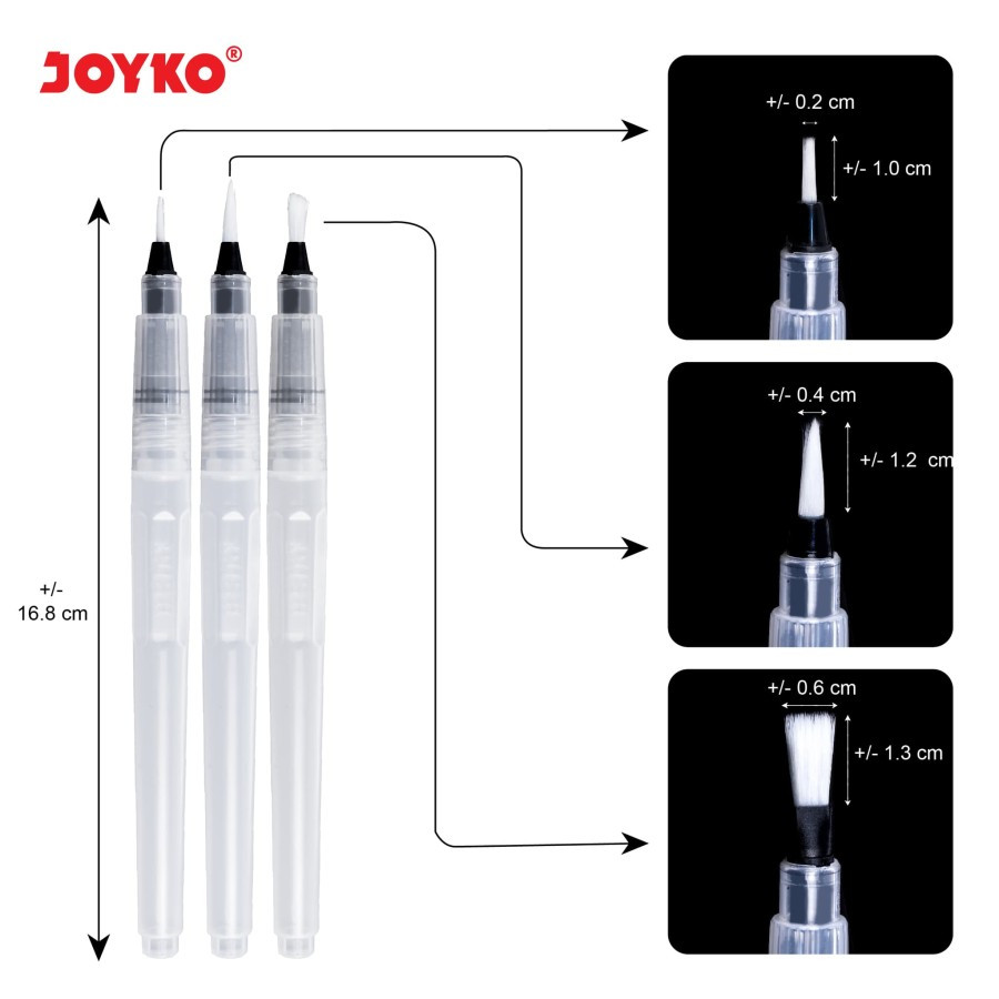 

Brush Set Alat Lukis Kuas Cat Air Poster Acrylic Joyko BRS-11 1set 3macam