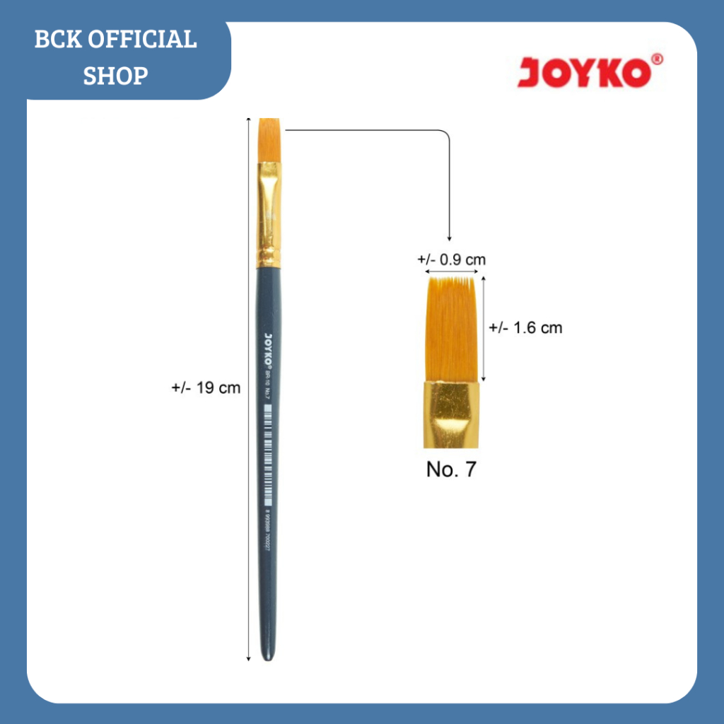 

Kuas / Brush Cat Lukis Acrylic Joyko BR-10 No. 7 (PACK)