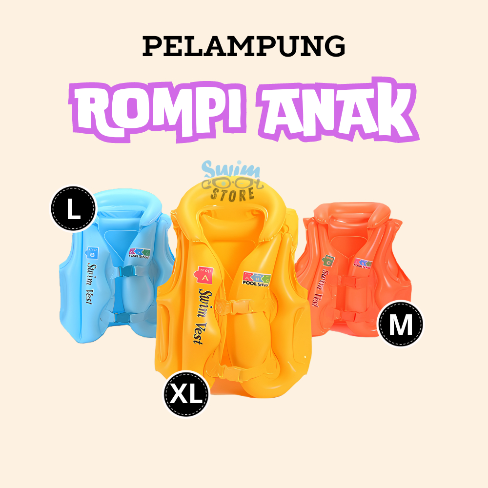 Swimstore Swim Vest Jaket  Pelampung Rompi Renang Size M L XL Anak Step ABC Pool School Ban Life Air