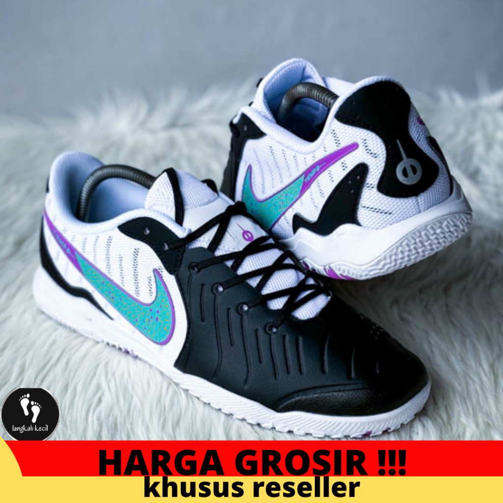 Sepatu futsal tiempo legend 9 black white tosca ic