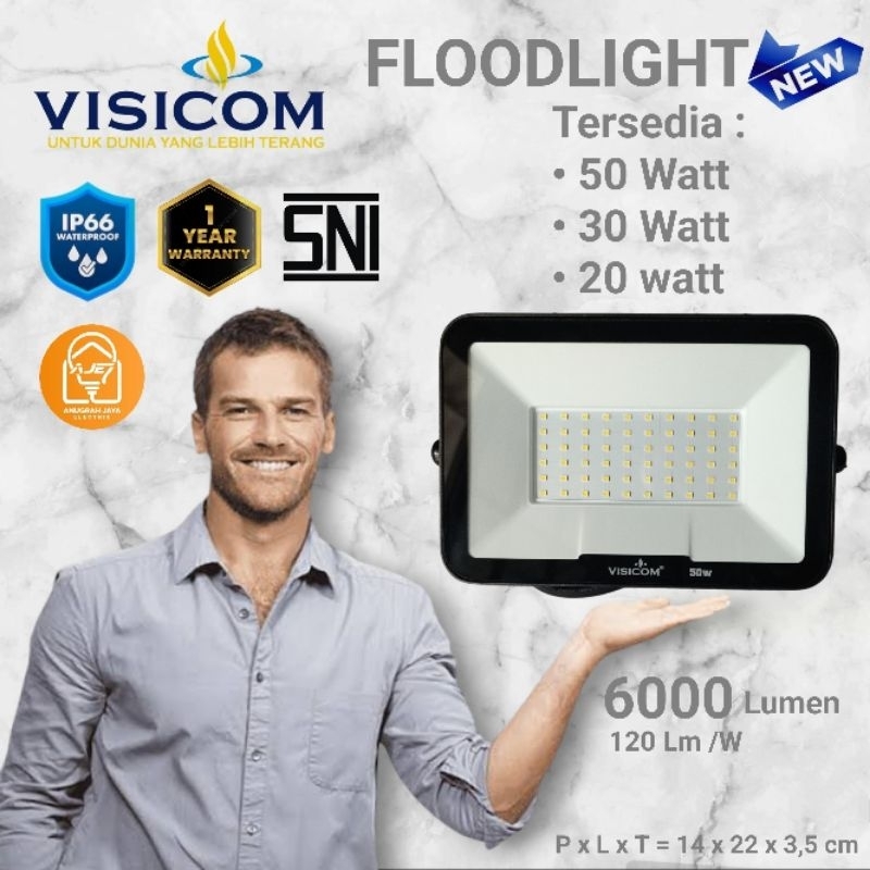 Visicom Floodlight Lampu Led Original Tembak Sorot Flood Light 50 Watt 30 Watt 20 Watt Putih Origina