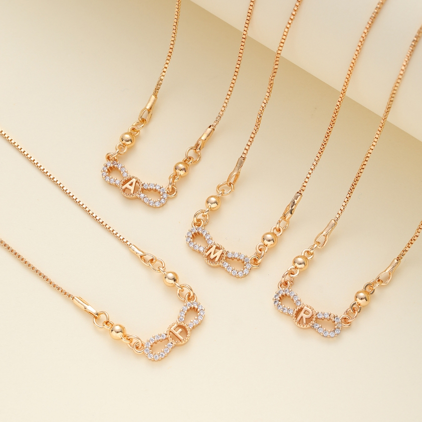 Hyl Jewelry 494N Kalung Titanium Huruf Muda Emas Wanita Anti Karat Asli Panjang