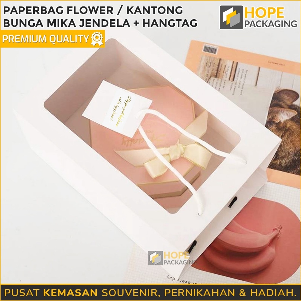 

WAH Paper Bag Flower Bucket Mini Hangtag Size 2x3x15 cm Paper Bag Transparan Kantong Bunga MIka Jendela HandBag Flower Wrapping Paper Bag Ulang Tahun Pesta Flower Bag Tas hampers