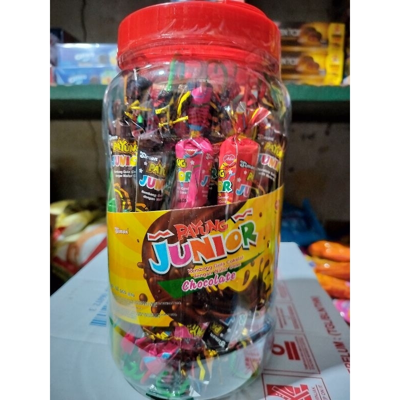 

Cokelat Payung Junior Kembang Gula Cokelat Dengan Wafer Cone ( Isi 60 Pcs )