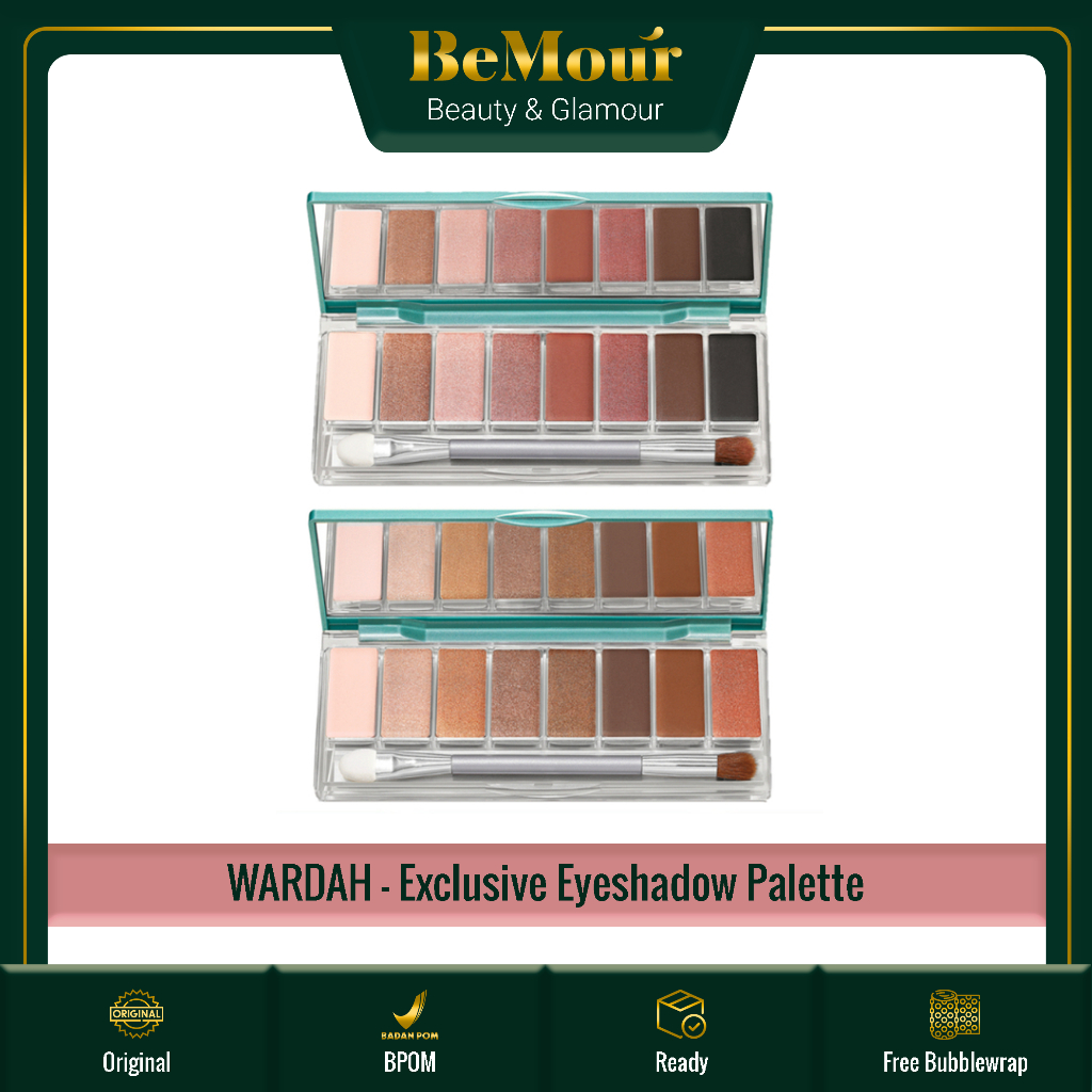 WARDAH - EXCLUSIVE EYESHADOW PALETTE ( 10 g ) - Eye Shadow Palet 9 Warna Pigmented Tahan Lama Mudah 