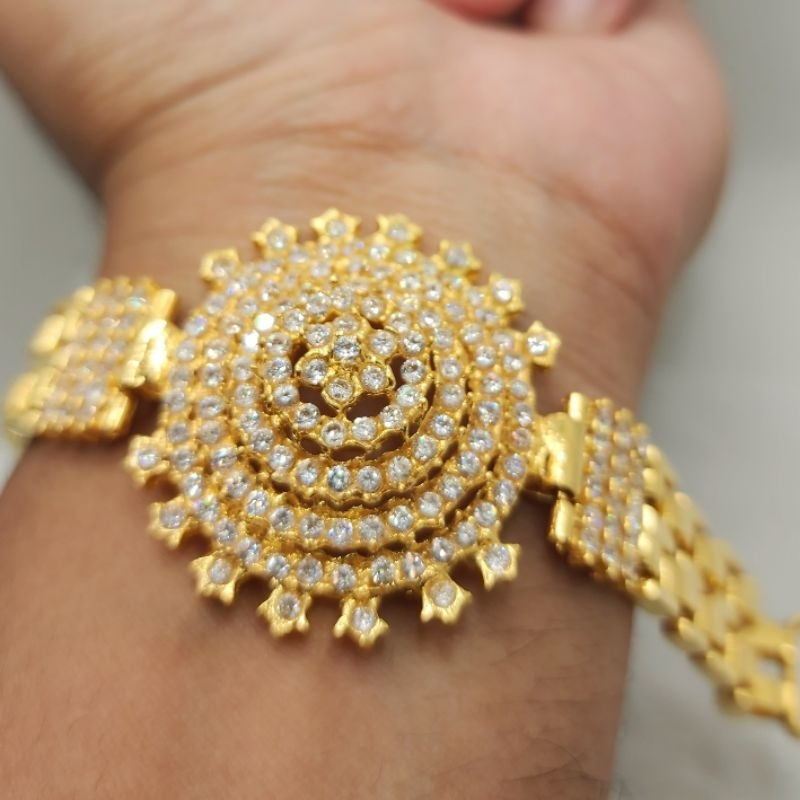 Gelang Permata Rantai Lapisan Emas 24k Model Matahari