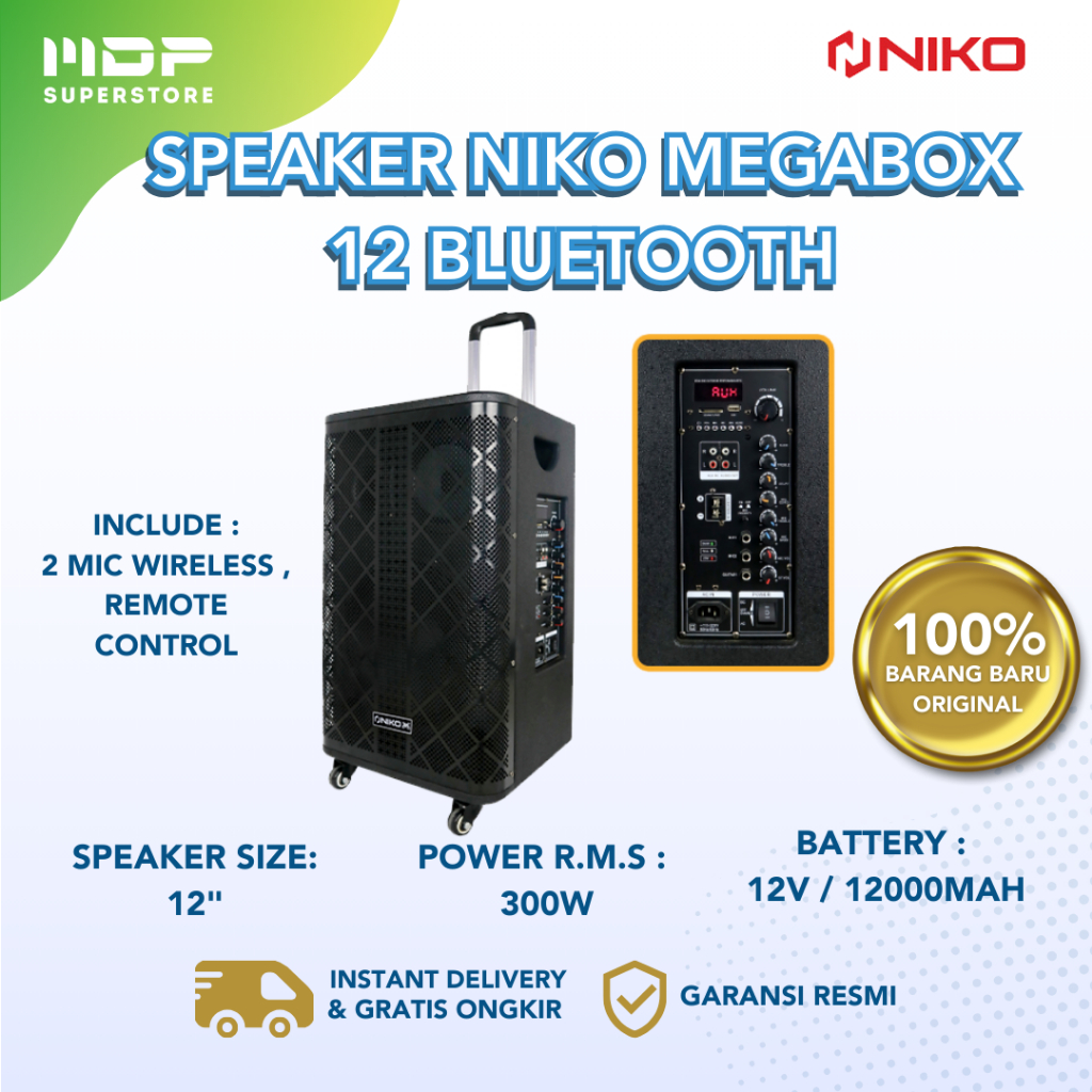 SPEAKER BLUETOOTH NIKO MEGABOX 12 GARANSI RESMI