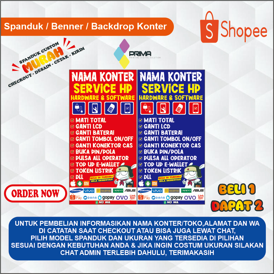 SPANDUK BANNER KONTER SERVICE BISA CUSTOM UKURAN