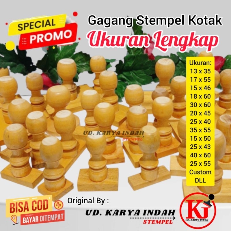 gagang stempel kotak ukuran lengkap