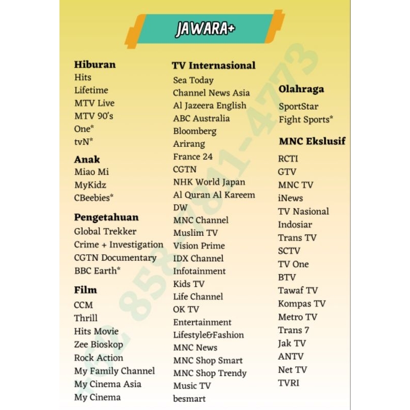 Kartu Jawara vision / Mnc vision /Indovision Tinggal belikan paketan mulai 25Rb