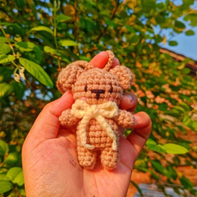 Ganci Beruang/Ganci Rajut Imut/Kado Lucu/Boneka Beruang Rajut/Ganci Aesthetic