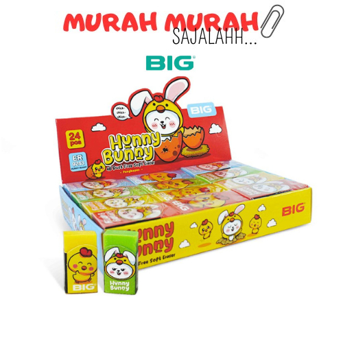 

1 Pack Isi 24 Pcs BIG Penghapus / Eraser Pensil Warna Warni Kecil Dust Free Hunny Bunny Series ER-9243