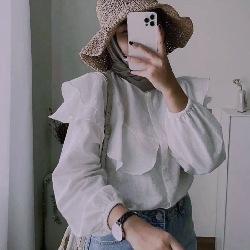 RAFELLA BLOUSE ATASAN REMPEL BLOUSE KEKINIAN atasan wiru | atasan putih