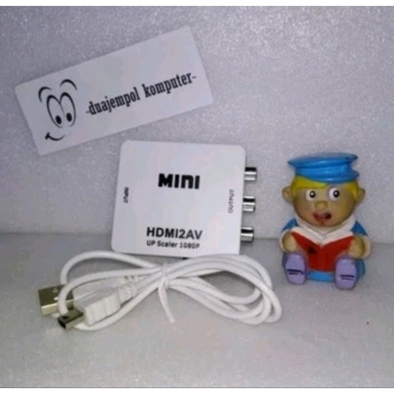 converter HDMI to AV RCA adapter box konverter konferter konektor PC komputer laptop PS2 PS3 PSP ke 