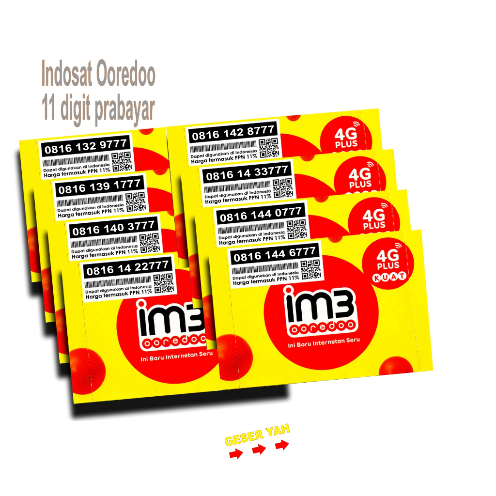 Nomor Cantik Indosat im3 Ooredoo 11 Digit 777 0777 1777 2777 3777 4777 5777 6777 8777 9777 Prabayar 