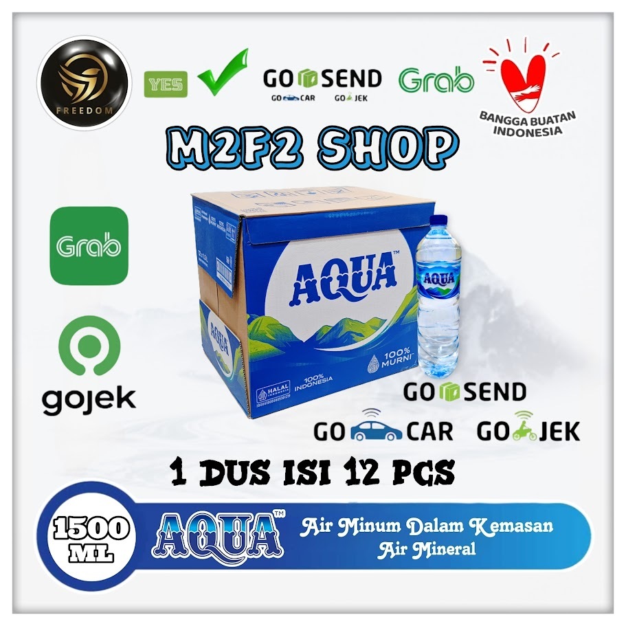 

Air Mineral Aqua Botol Besar - 1500 ml | 1,5 Ltr Kemasan Karton (Khusus Bluebird/Gojek/Grab)