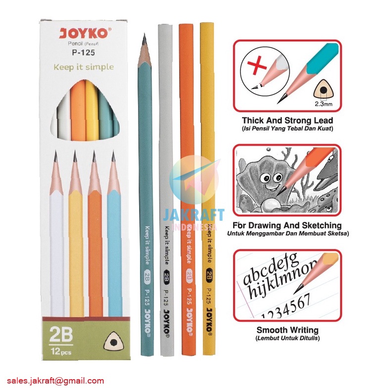 

NEW PROMO 12 Pcs Pensil Tulis 2B Segitiga JOYKO P125 Warna Pastel Fancy Lucu Triangle
