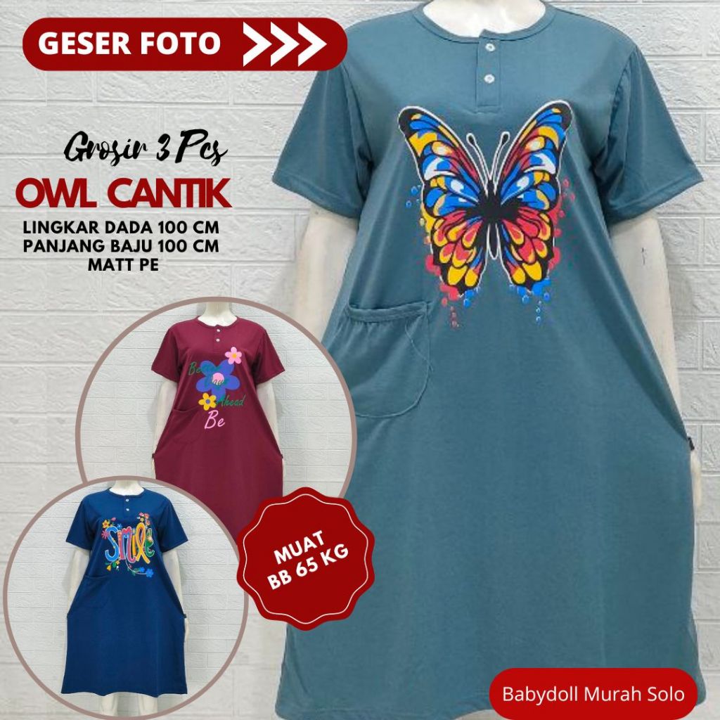Grosir ( Isi 3 Pcs Campur Motif STd Dilla) Daster Wanita  Dewasa Bahan  Kaos Kain Tebal Menyerap Ker