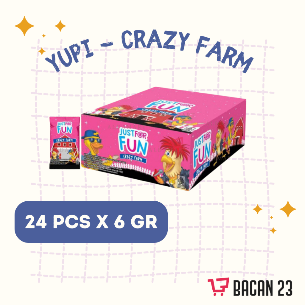 

Yupi Just For Fun Crazy Farm ( 24 pcs x 6 gr ) / Yupi Jeli Aneka Rasa / Bacan 23 - Bacan 23