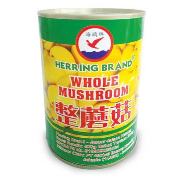 

Jamur Kancing HERRING BRAND Whole Mushroom Dalam Kaleng 400Gr