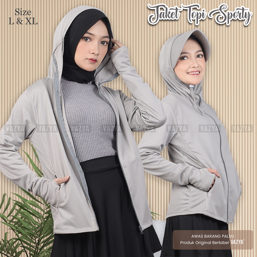 Jaket Topi Sporty Dryfit / Jaket Olahraga Wanita Dryfit / Jaket Olahraga Muslim Dryfit  / Jaket Topi