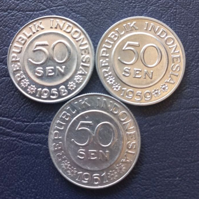 Koin Kuno 50 Sen Set  Tahun Lengkap 1958 1959 dan 1961