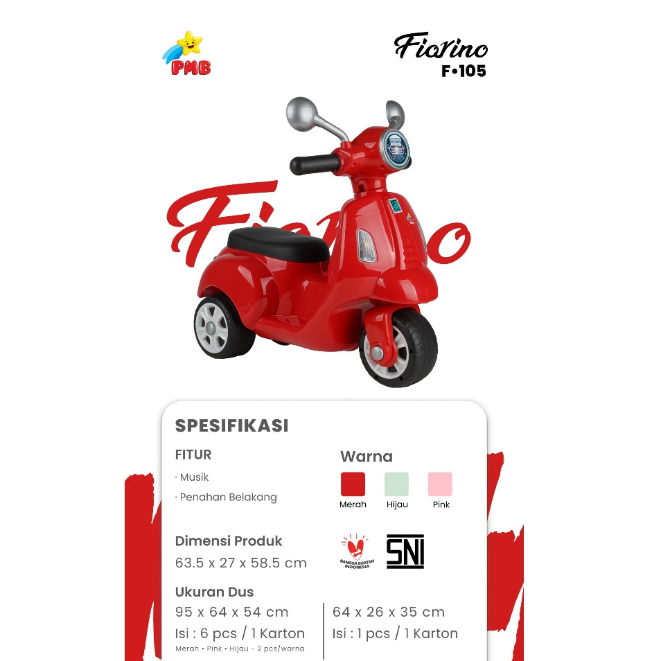 F 105 MAINAN ANAK MOTOR VESPA ANAK Foot To Floor F105 FIORINO PMB TOYS HADIAH LUCU
