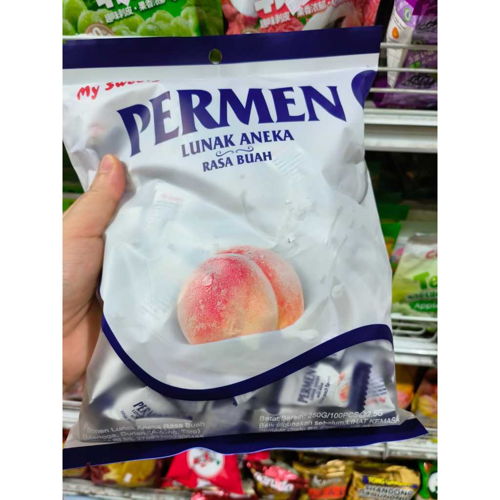 

Permen Lunak Rasa Yoghurt Peach Original My Sweety Kemasan Refill 250gr isi 100pcs BPOM Halal