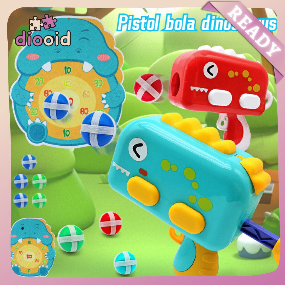 [Ready]Mainan Pistol Dinosaurus Menembak Sasaran Bola Ssenjata mainan peluru plastik bulat Lengket I