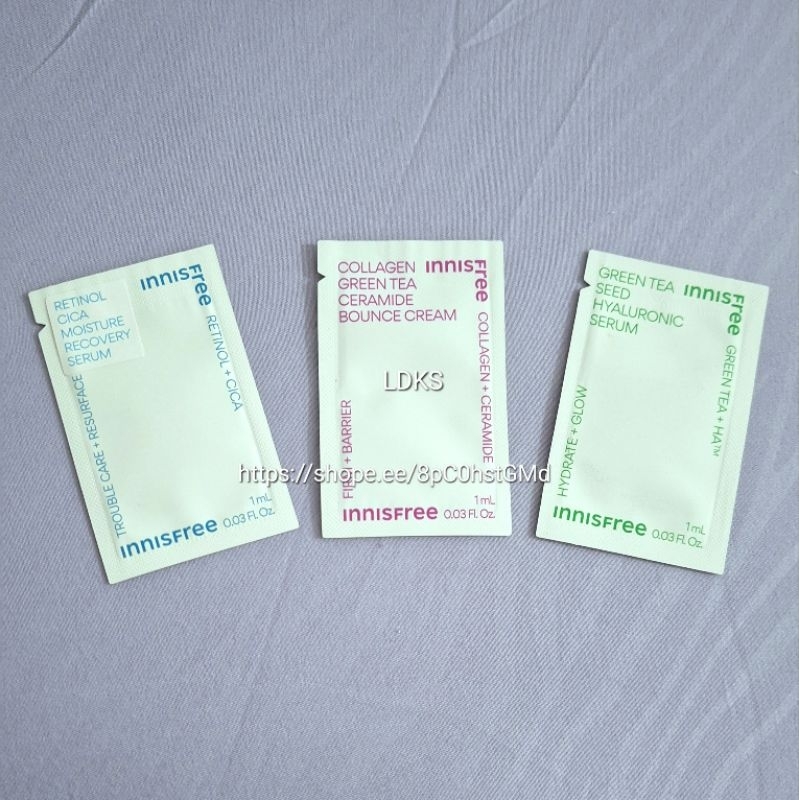 Innisfree Serum / Cream 1ml - Sample / Trial Size - Retinol Cica Moisture / Collagen Green Tea Ceram