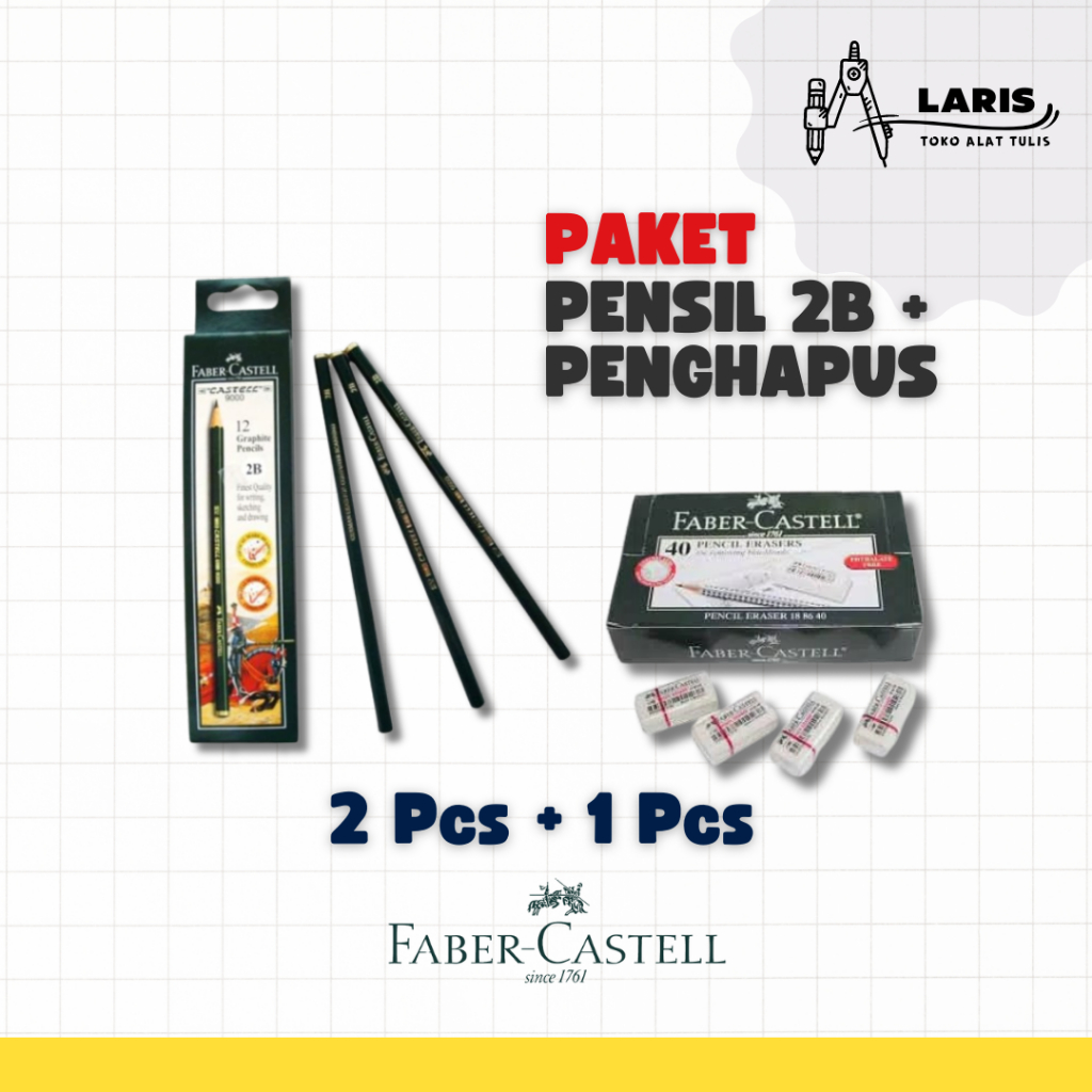 

PAKET PENSIL DAN PENGHAPUS FABER CASTELL (2PCS+1PCS)