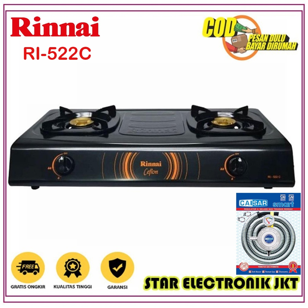 RINNAI 522C KOMPOR GAS 2 TUNGKU TEFLON