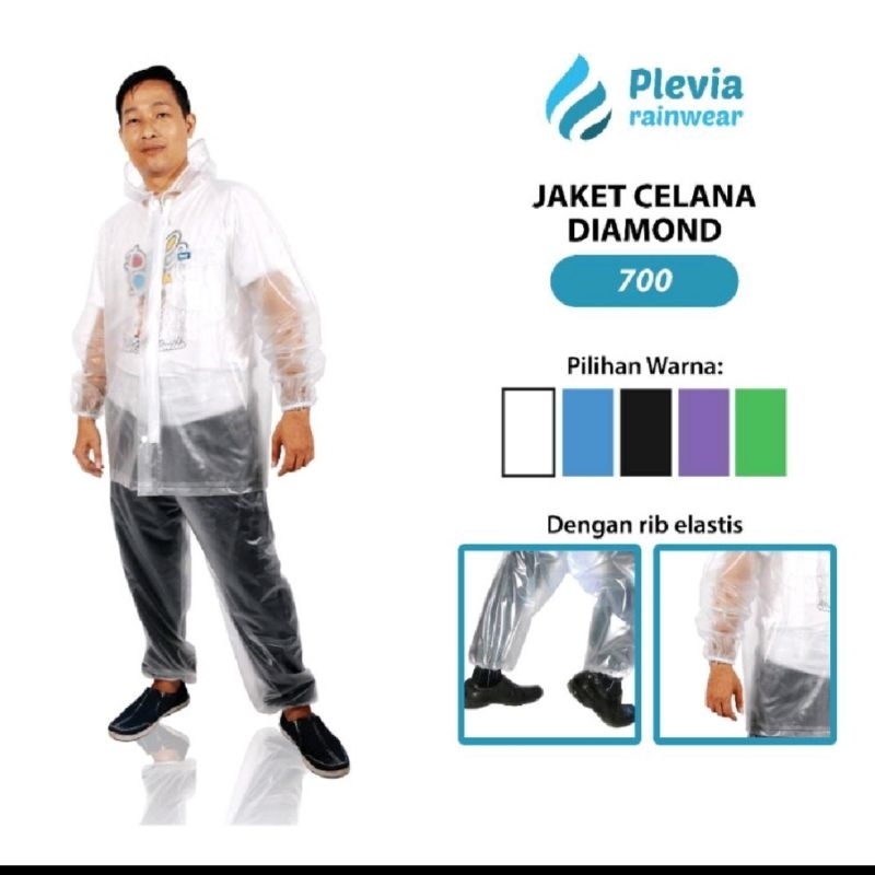 jas hujan stelan baju celana pria dan wanita /jas hujan plevia jaket celana diamond/jas hujan transp