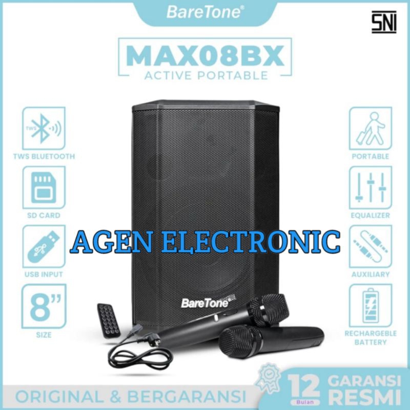 Speaker Portable Baretone Max08bx Original 8inch