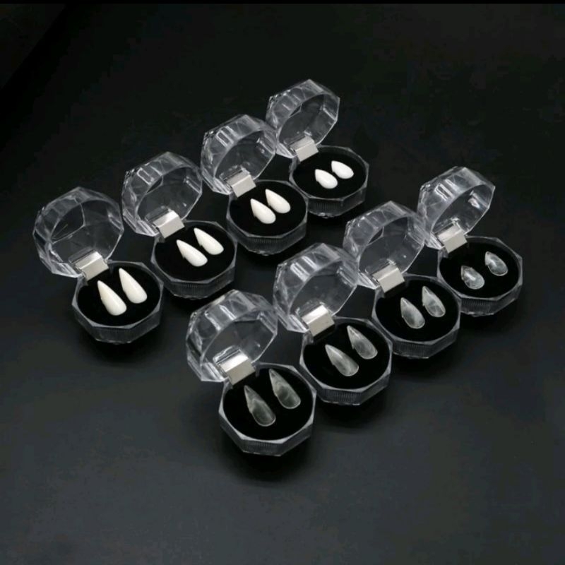 GIGI TARING VAMPIR PALSU+LEM PEREKAT MUDAH DIPASANG TANPA PANDUAN DOKTER