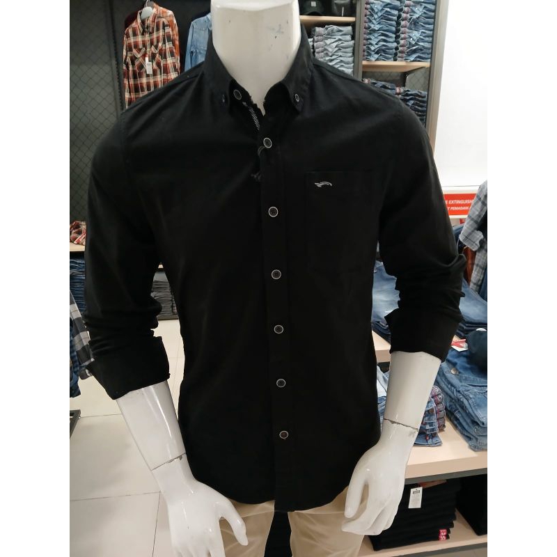 KEMEJA PRIA CARDINAL JEANS HITAM POLOS