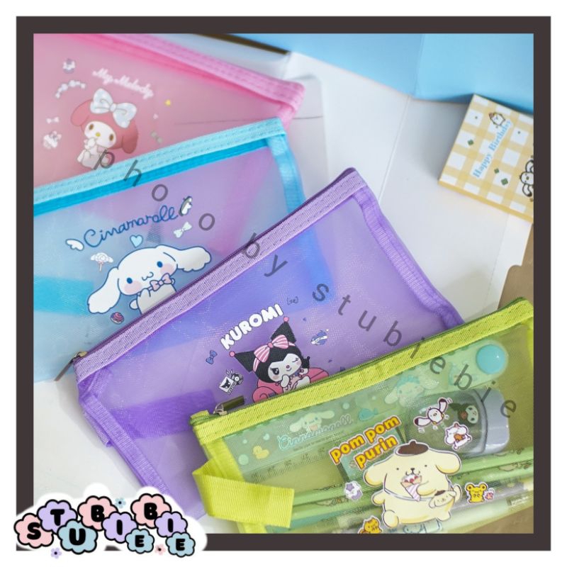 

(TPK01) Tempat pensil Tepak sanrio jaring Pouch sleting Organizer Make up Aksesoris Tempat penyimpanan cantik Kuromi Cinnamorol