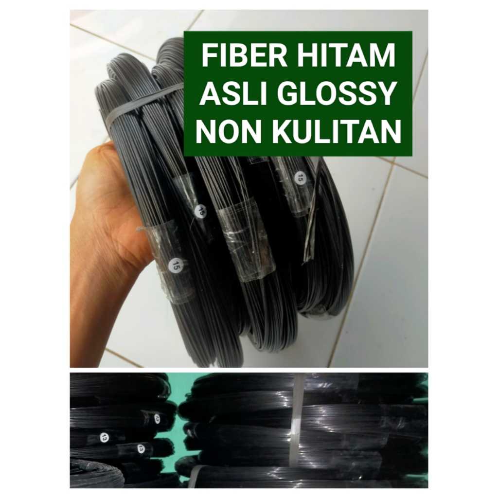 ruji sangkar fiber HITAM Glossy asli bukan kulitan murah ukuran 1mm 1,3mm 1,5mm 1,8mm 2mm terlaris