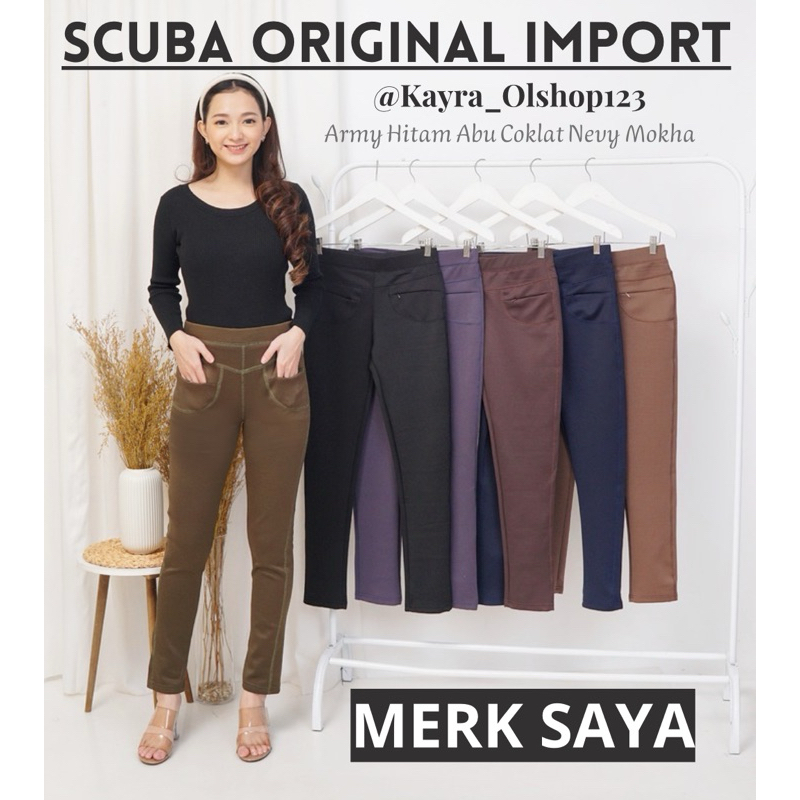 [JUMBO]Celana Panjang Wanita Merek Saya | Celana Wanita Bahan Scuba Import - Tebal Lembut & Strech