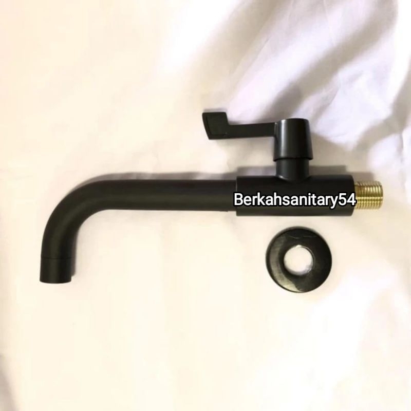 Kran Wastafel Dinding Stainless Hitam/Kran Cuci Tangan/Kran Wudhu/Kran Tembok