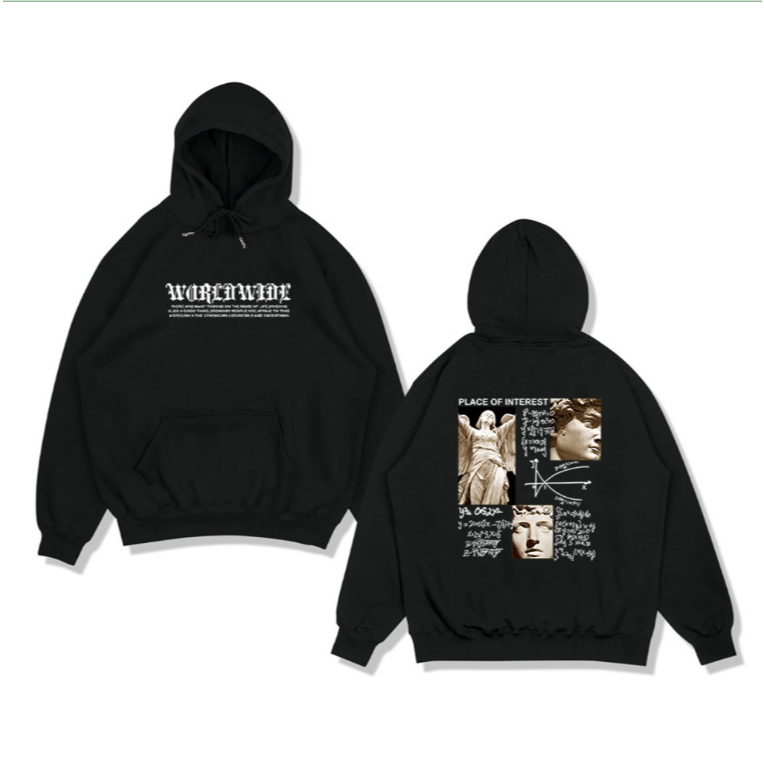 Vyniel Sweater Hoodie Jemper Patung Putih Bahan Fleece Size S - XL (Pria & Wanita)