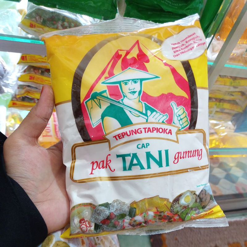 

sagu tani / tepung tapioka cap pak tani gunung kemasan 500g ½kg