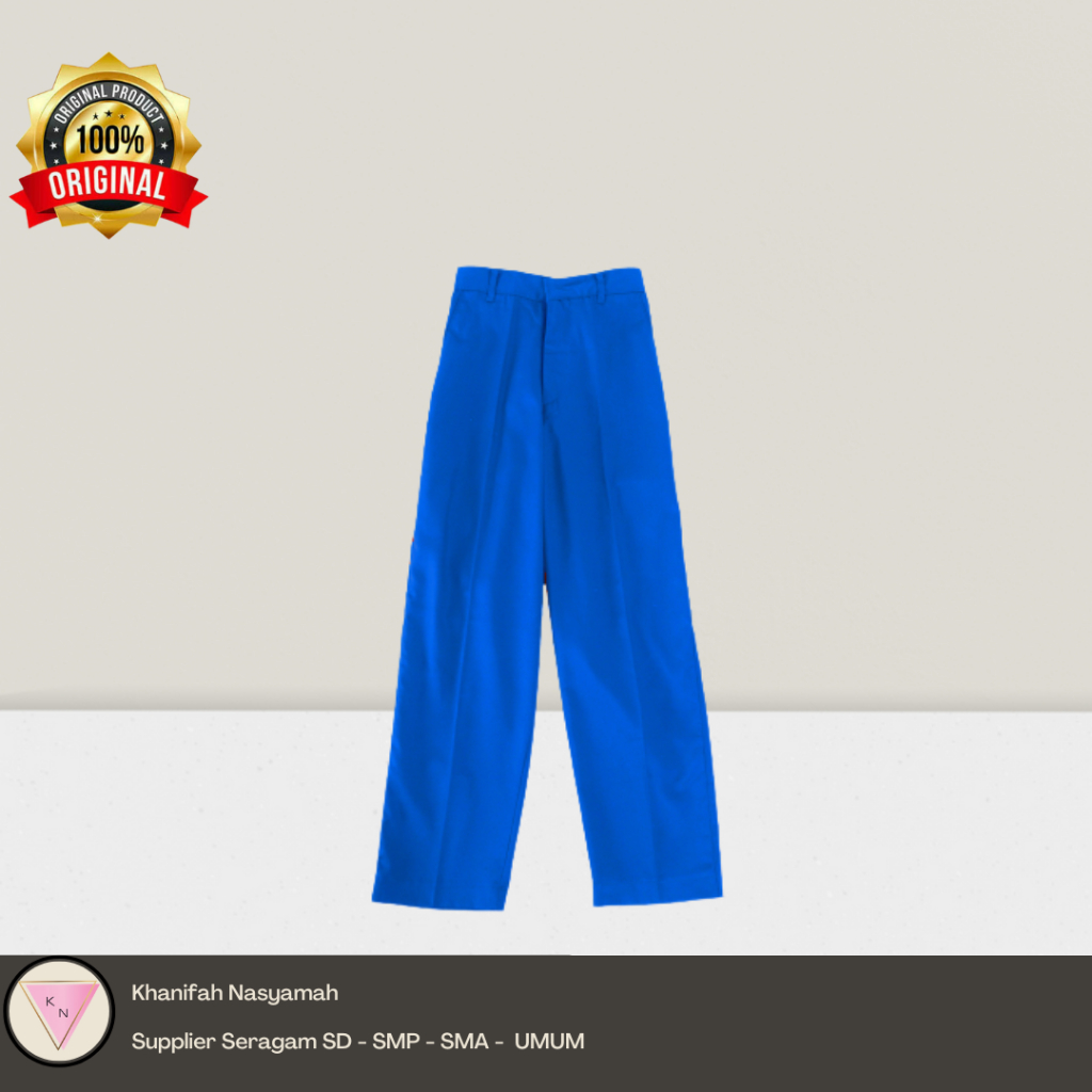 Celana Panjang Biru Benhur | Seragam Sekolah SD-MI | Celana Panjang Biru Benhur Pinggang Karet | Kha