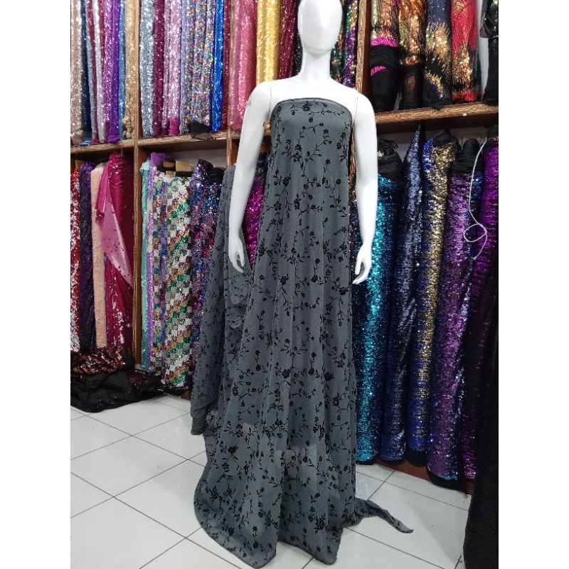 Kain Sifon motif bunga bludru Kain trikot motif bunga beludru Velvet bunga beludru