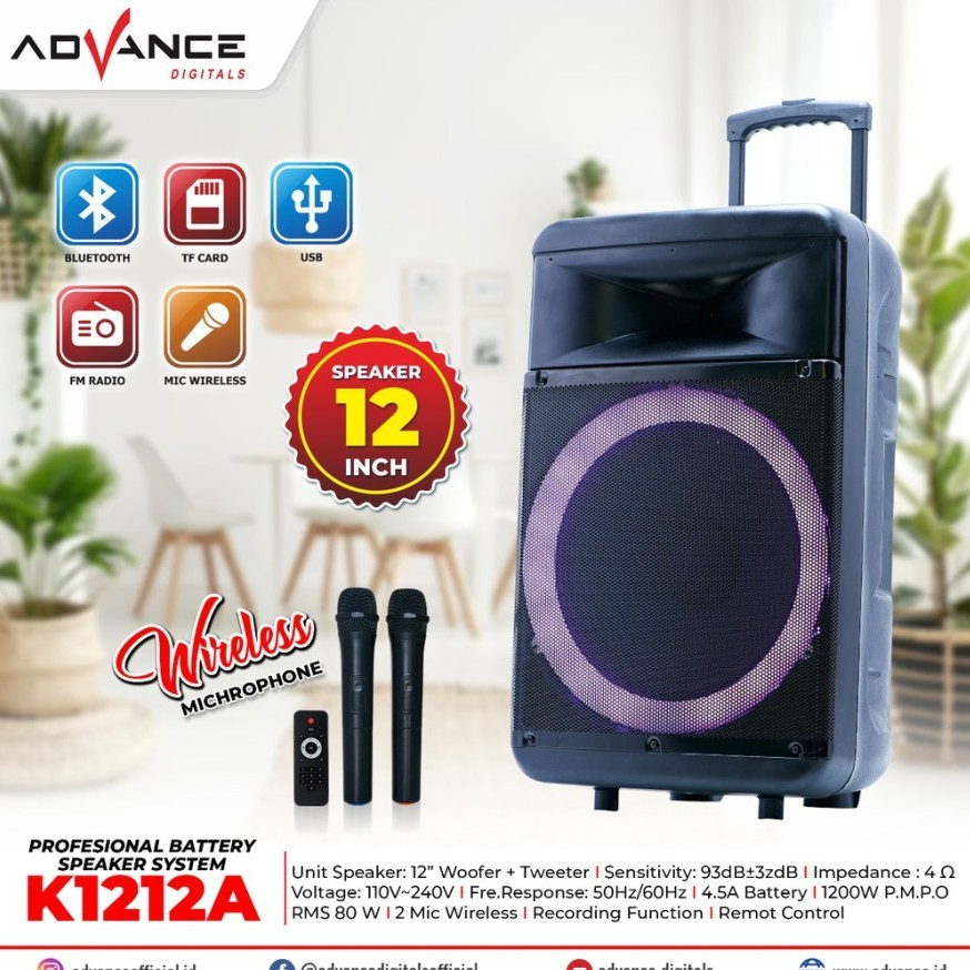 SPEAKER ADVANCE K 1212 A Wireless + 2 Mic