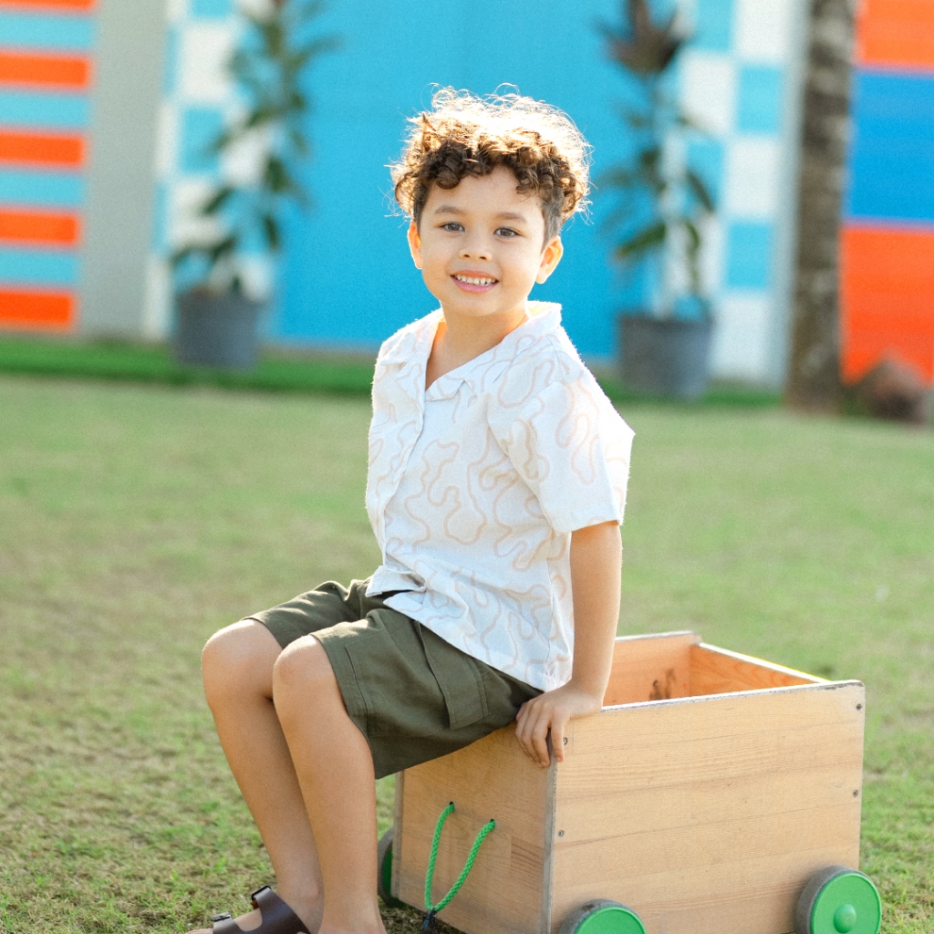 LEWIS EMMA - Coral Shirt (2-14 Tahun) Kemeja Anak Laki-laki Lengan Pendek