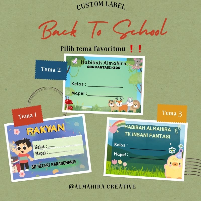 

CUSTOM Label nama series Back To School