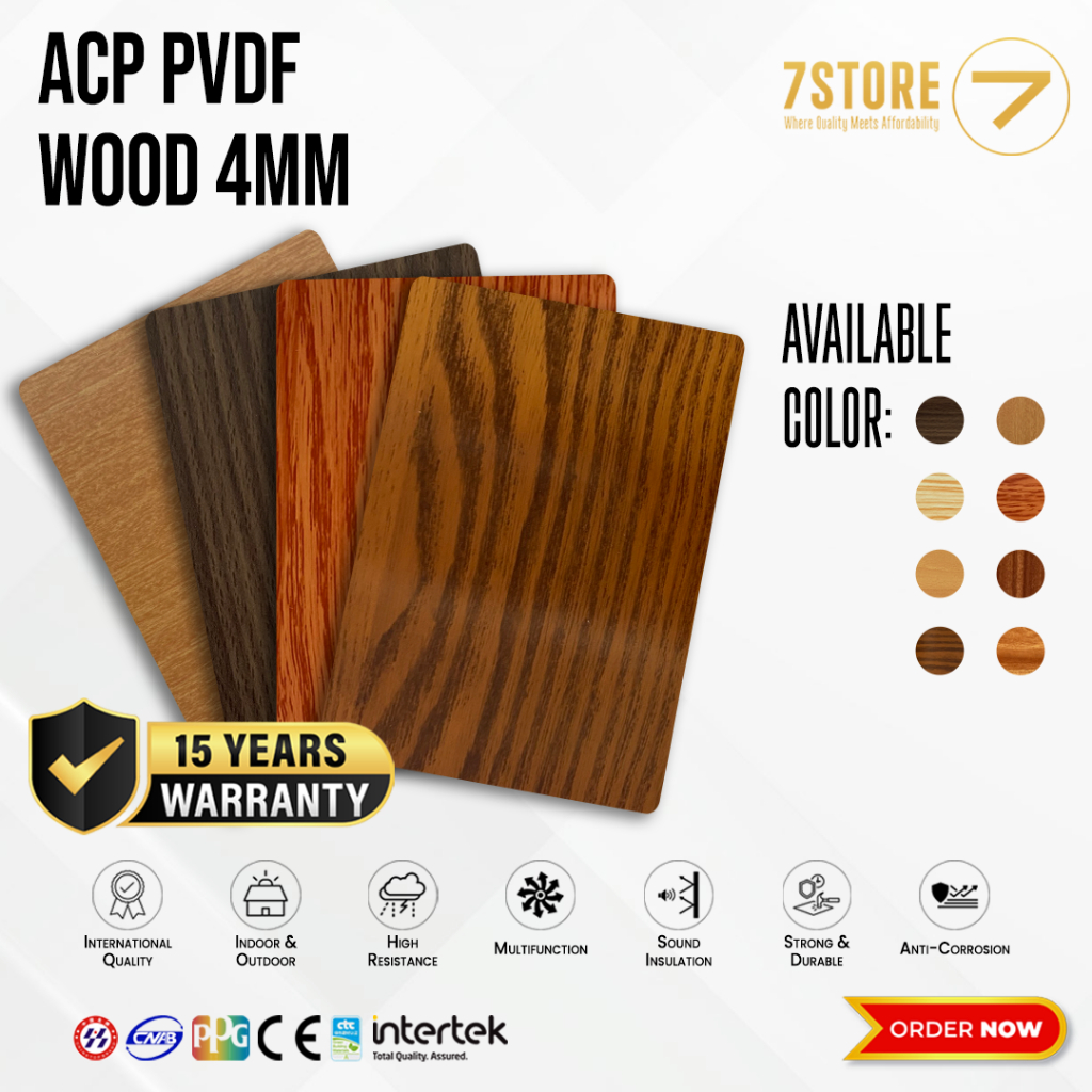 SEVEN ACP PVDF 4 mm Wood Alloy 1100 0,3 mm Aluminium Composite Panel