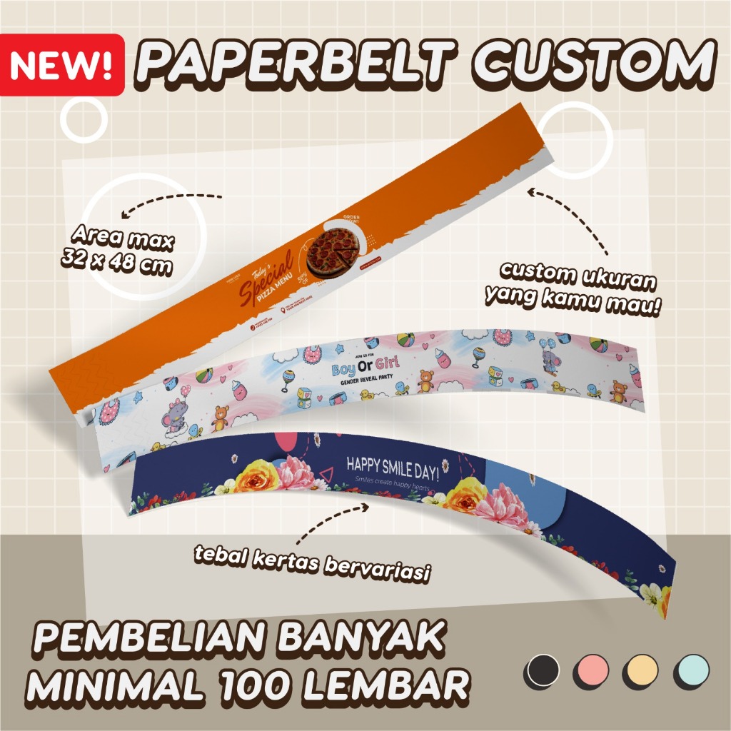 

Pembelian Minimal 100 Lembar - Cetak Paper Belt Custom A3